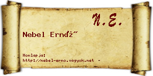 Nebel Ernő névjegykártya